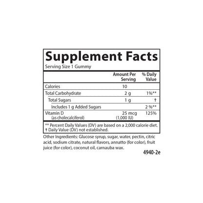 Carlson Vitamin D3 Gummies 1000 IU – Bone Health & Immune Support (Pack of 2, 60 Veg Gummies)