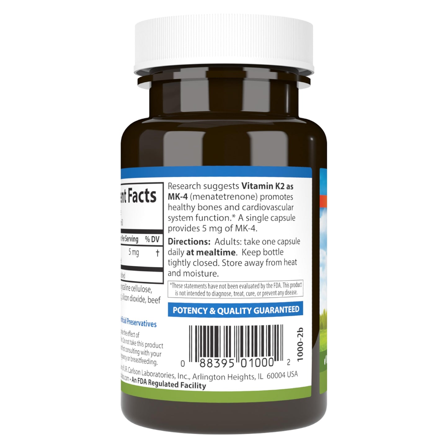 Carlson Vitamin K2 MK-4 (Menatetrenone) – 60 Soy-Free Capsules, Bone & Heart Health