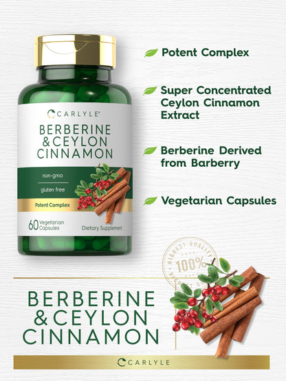 Carlyle Berberine with Ceylon Cinnamon 2000mg | 60 Capsules | Vegetarian, Non-GMO, Gluten Free (Pack of 2)