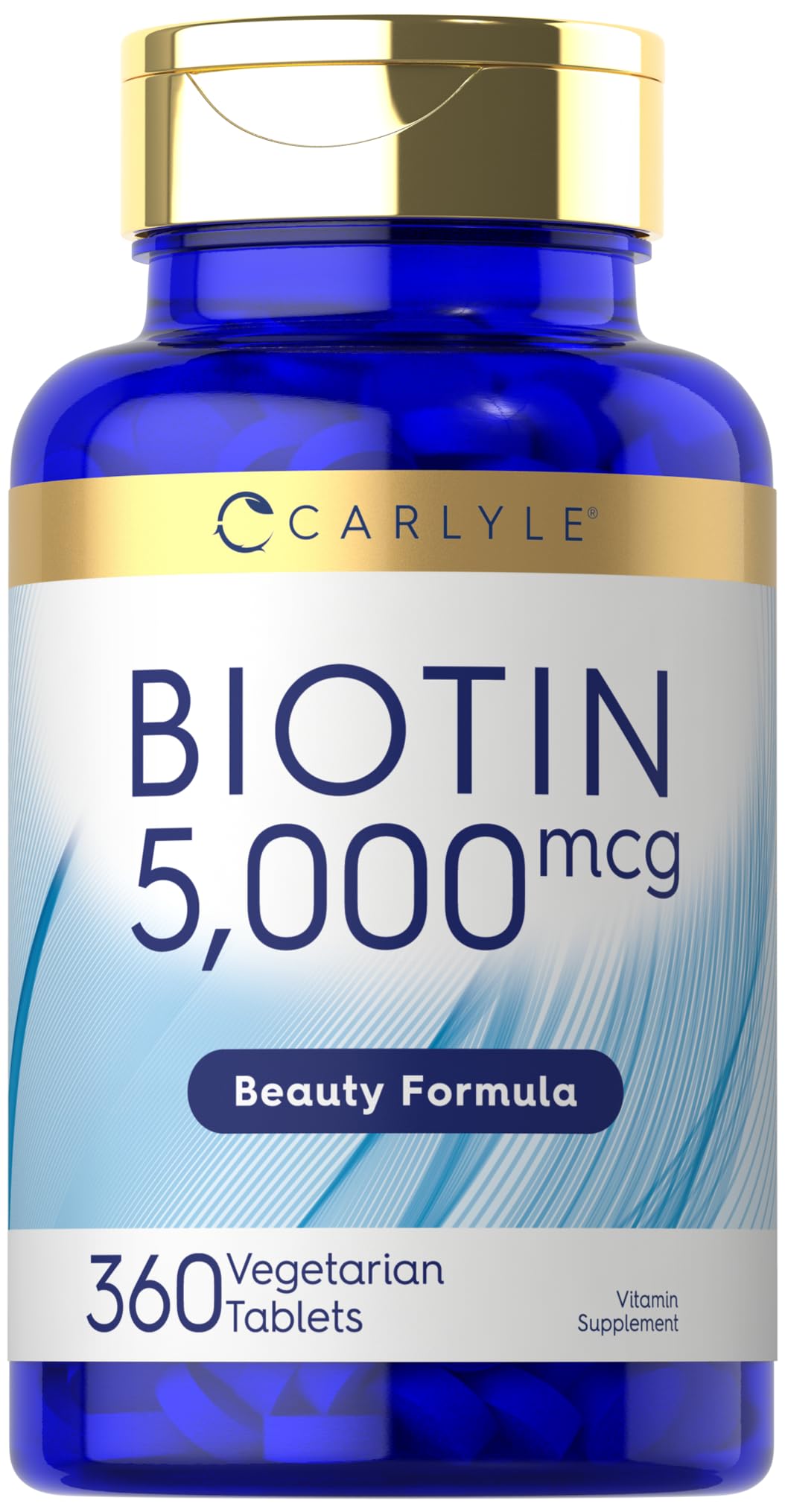 Carlyle Biotin 5000 mcg – 360 Vegetarian Tablets | Non-GMO, Gluten-Free