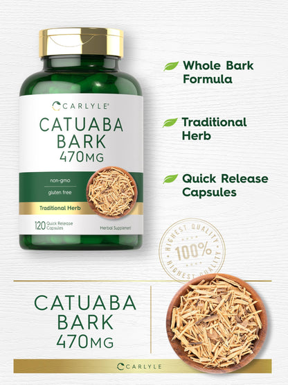 Carlyle Catuaba Bark Extract – 470mg, 120 Capsules | Non-GMO & Gluten Free