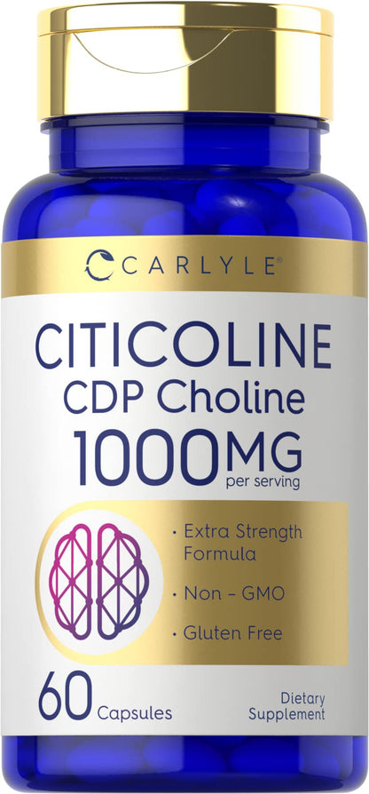 Carlyle Citicoline CDP Choline 1000mg - 60 Capsules | Non-GMO, Gluten Free