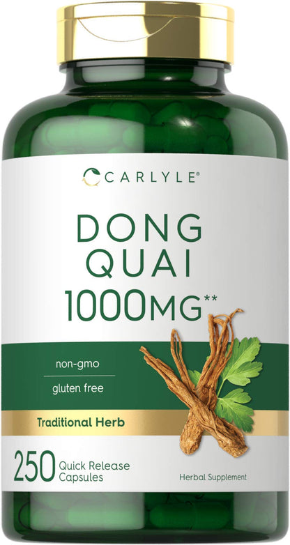 Carlyle Dong Quai Capsules 1000mg – 250 Count | Non-GMO & Gluten Free Traditional Herb