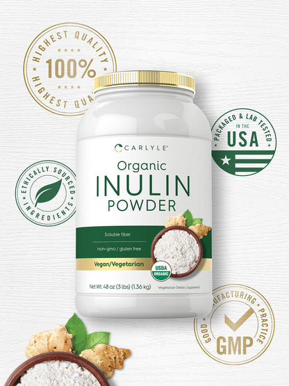 Carlyle Organic Inulin Powder 48oz | Prebiotic Fiber from Jerusalem Artichoke | Vegan & Non-GMO