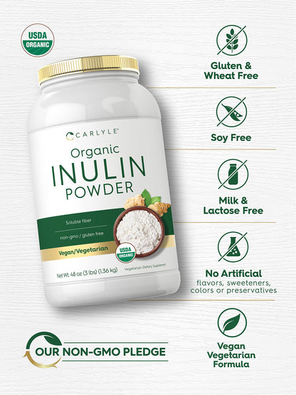 Carlyle Organic Inulin Powder 48oz | Prebiotic Fiber from Jerusalem Artichoke | Vegan & Non-GMO
