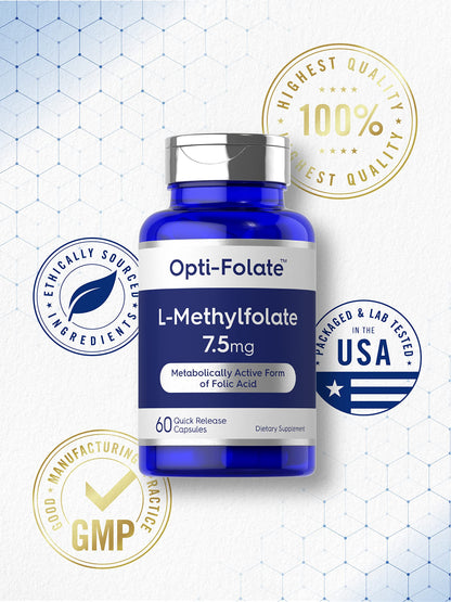 Carlyle L-Methylfolate 7.5 mg | 60 Capsules | Optimized & Activated | Non-GMO, Gluten Free | 5-MTHF Methyl Folate | Opti-Folate (Pack of 2)