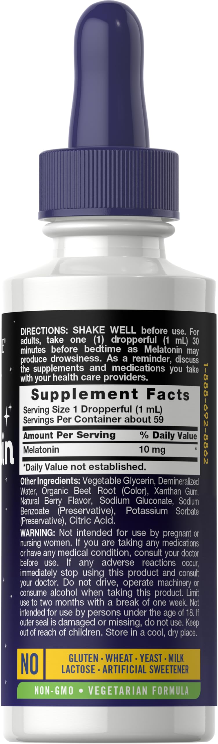 Carlyle Melatonin 10mg Liquid Drops – Berry Flavor, 2 fl oz, Non-GMO, Vegetarian (Pack of 2)