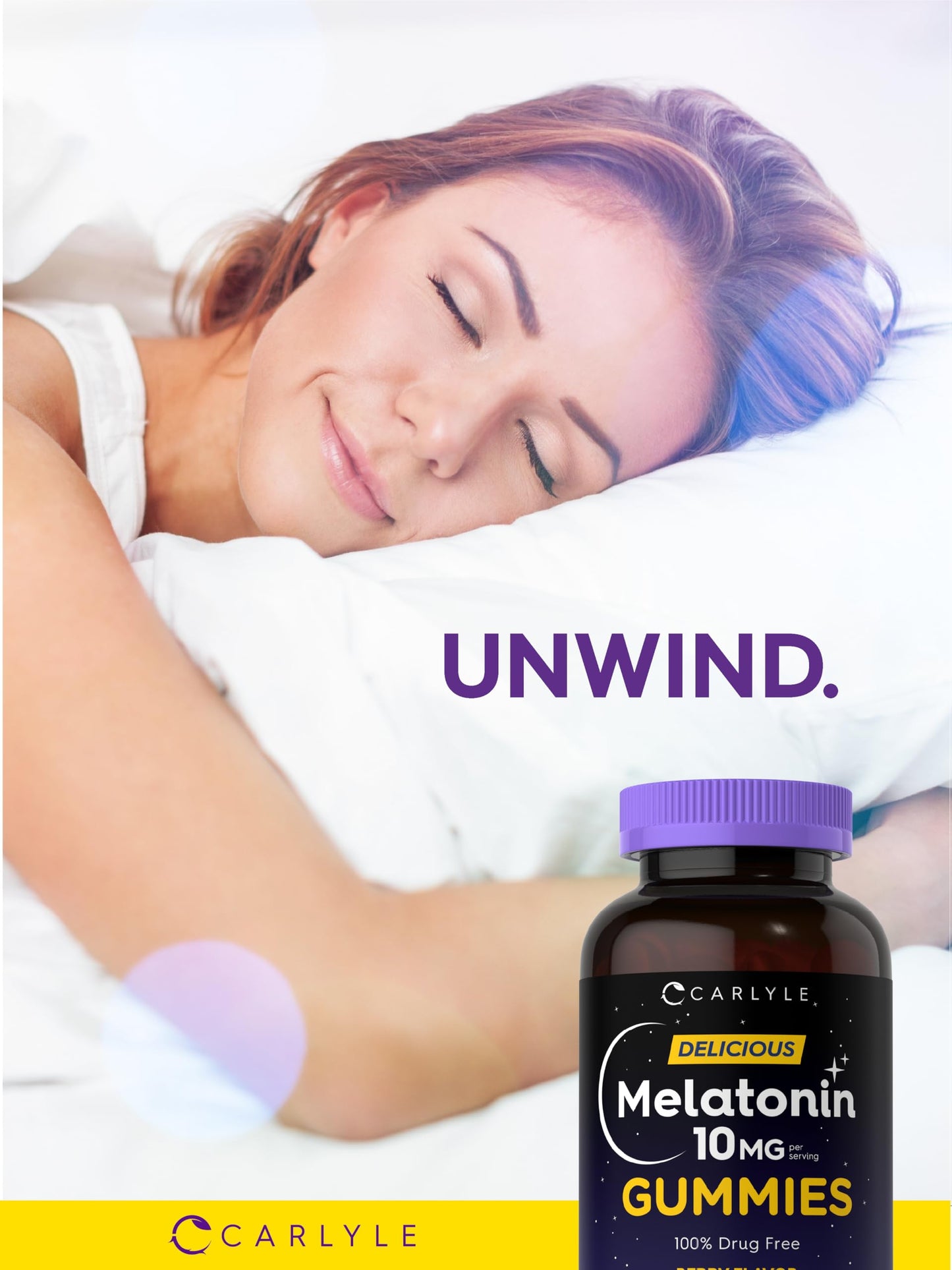 Carlyle Melatonin Gummies 10mg | 180 Count (Pack of 2) – Berry Flavor, Vegan, Non-GMO, Gluten Free