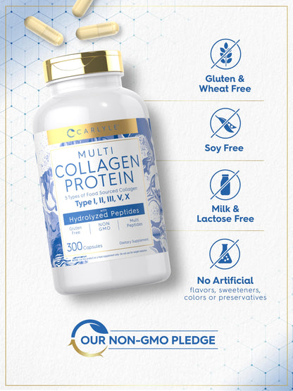 Carlyle Multi Collagen 2000mg Capsules – 300 Count | Keto & Gluten Free