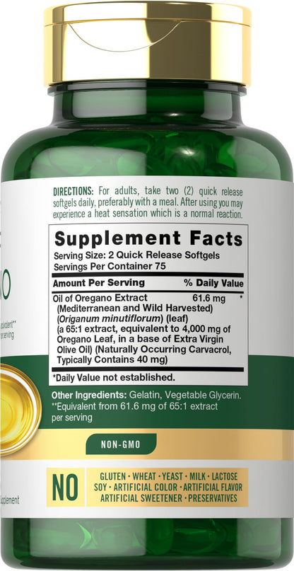 Carlyle Oregano Oil 4000mg Supplement – 150 Softgels | Carvacrol | Non-GMO & Gluten Free | Pack of 2