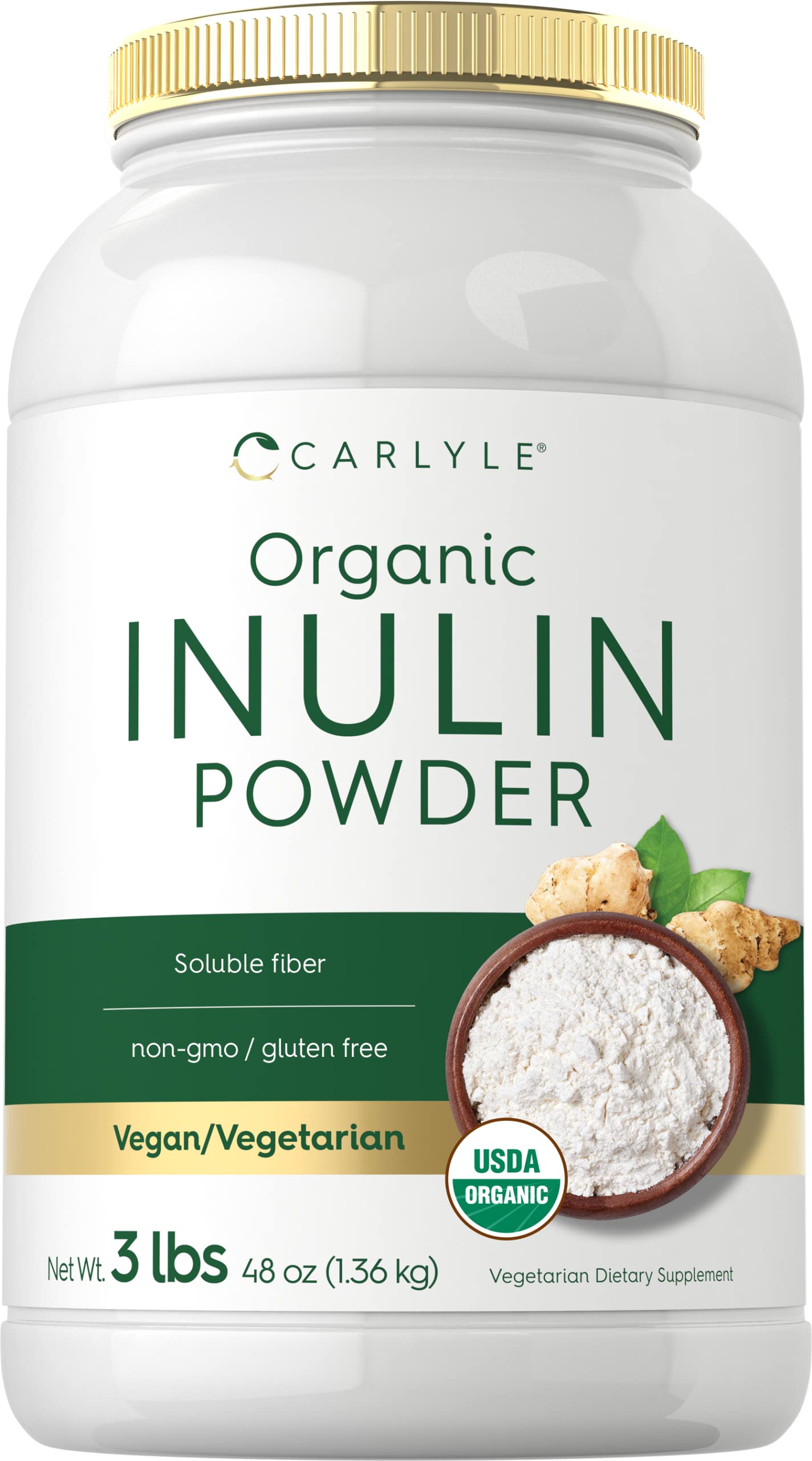 Carlyle Organic Inulin Powder 48oz | Prebiotic Fiber from Jerusalem Artichoke | Vegan & Non-GMO
