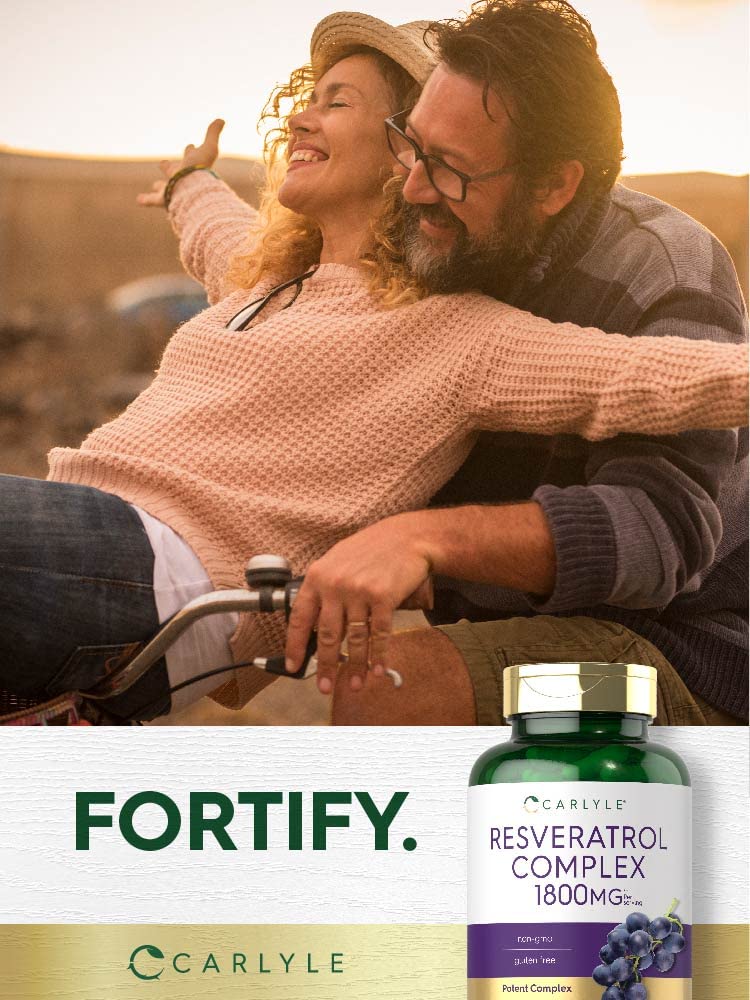 Carlyle Resveratrol 1800mg Supplement – 180 Capsules, Non-GMO & Gluten Free | Pack of 2
