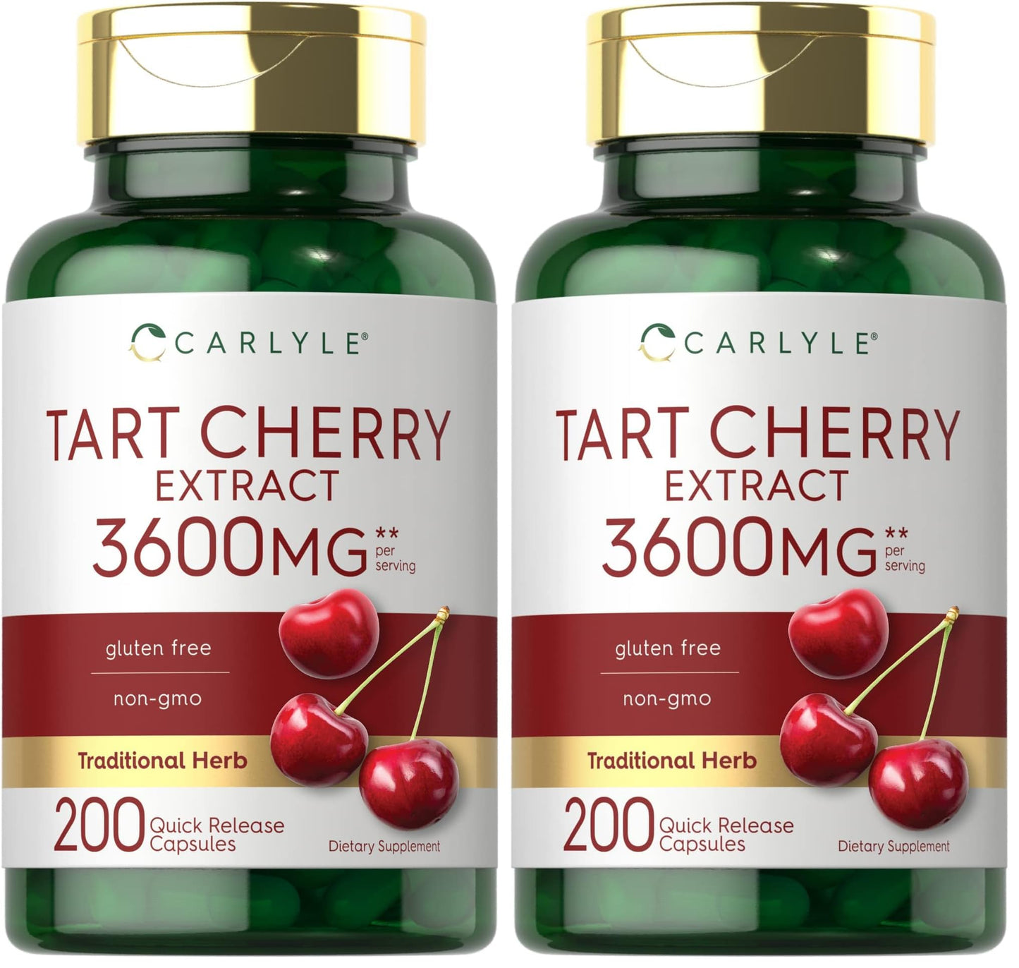 Carlyle Tart Cherry Extract Capsules – 200 Count, Non-GMO & Gluten Free (Pack of 2)