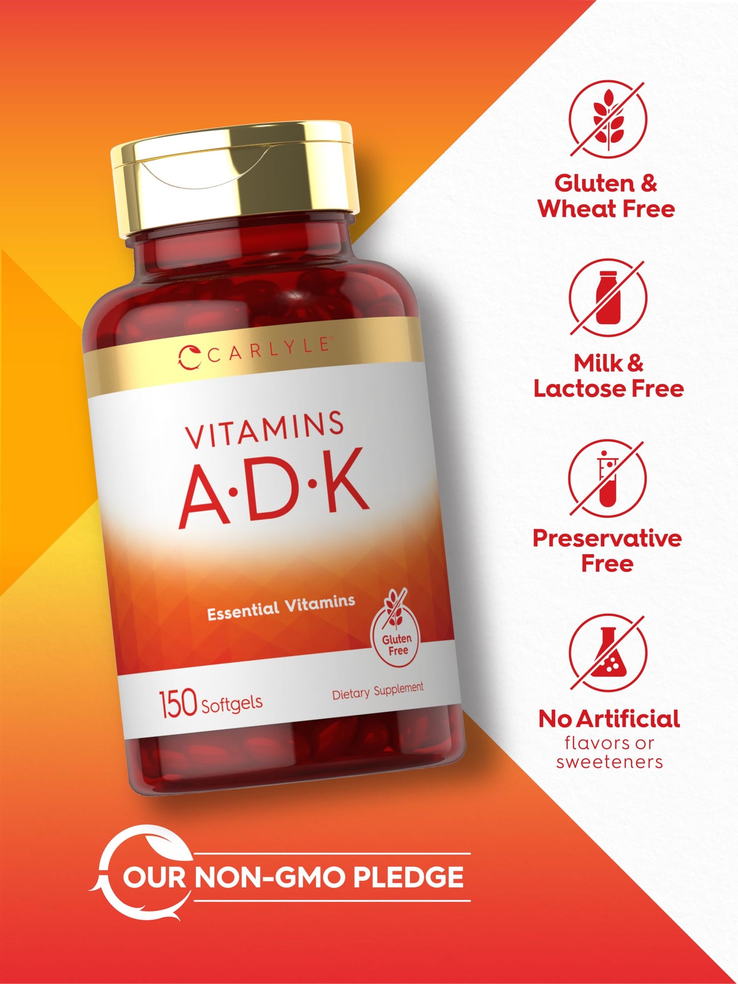 Carlyle Vitamin ADK 150 Softgels - Non-GMO Gluten Free Supplement