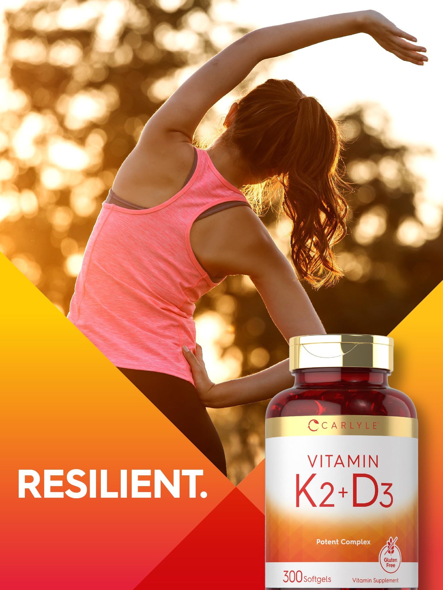 Vitamin K2 + D3 Supplement for Bone Health - Carlyle 300 Softgels | 200 mcg K2 MK-7 & 10,000 IU D3 | Non-GMO, Gluten Free (Pack of 2)