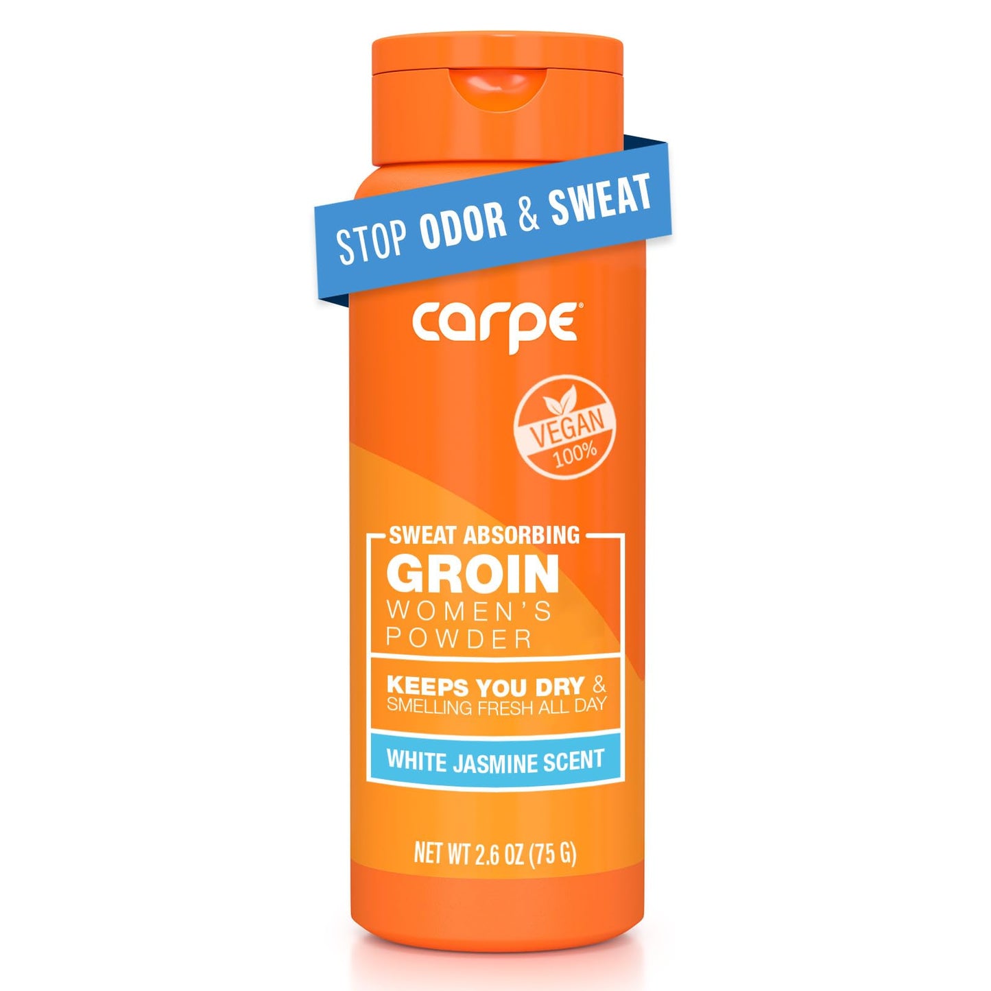 Carpe Sweat-Absorbing Talc-Free Powder for Women — Anti-Chafing, White Jasmine
