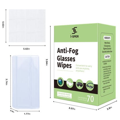 70 Count Anti-Fog Lens Wipes for Eyeglasses & Screens | Carrying Box