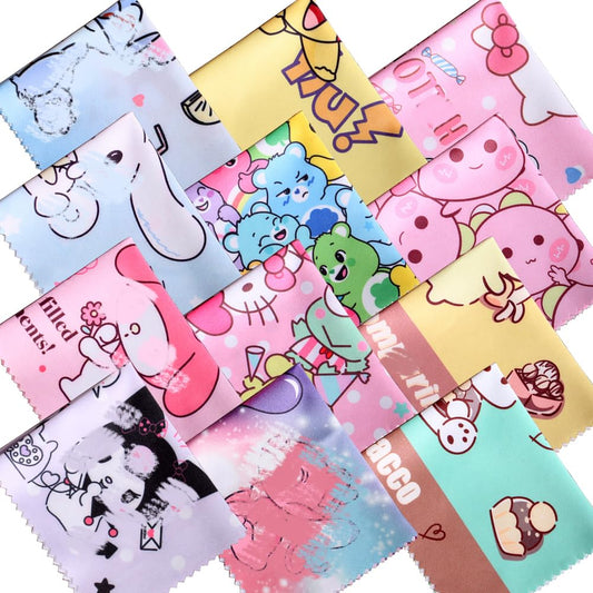 12-Pack Cartoon Colors Microfiber Cleaning Cloths for Glasses, Lenses, Phones & Screens – 7.08 x 5.10 in