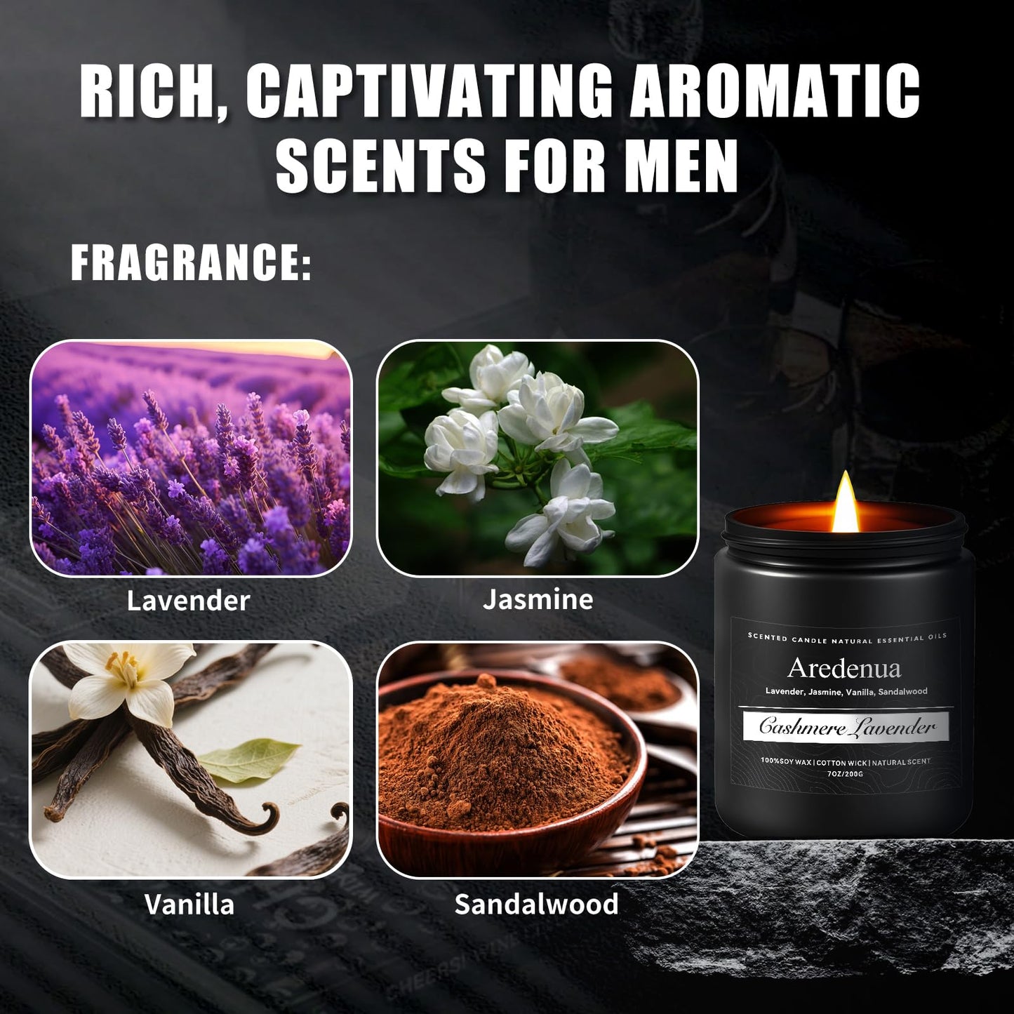 Cashmere Lavender Candle - 7oz Soy Candle for Home Scent & Aromatherapy | 50 Hour Burn Time