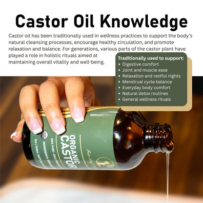 Four Leaf Naturals Organic Unrefined Castor Oil - 8 oz | USDA Certified | Cold-Pressed