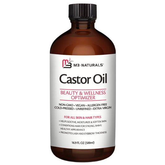 100% Pure Organic Castor Oil – Hair & Skin Care, Hexane-Free, Cold Pressed, 500ml Glass Bottle