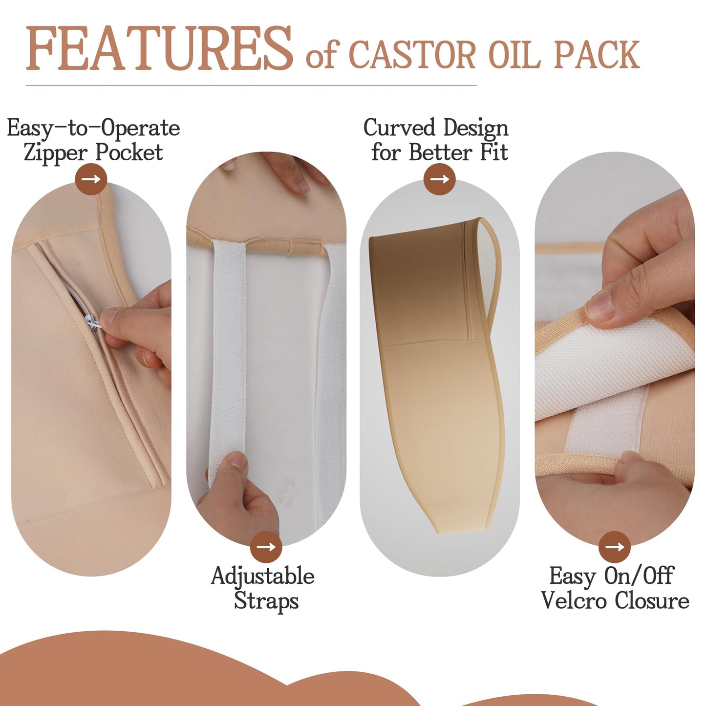 Castor Oil Pack Wrap Organic Cotton – 8-Piece Reusable Kit (Oil Not Included)