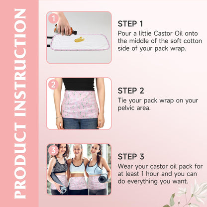 Castor Oil Pack for Pelvic - Heatless, Reusable, Organic Cotton Flannel (Oil Not Included)