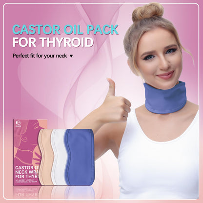 Castor Oil Pack for Thyroid - Organic Neck Wrap (Violet) | Reusable & Leak-Proof