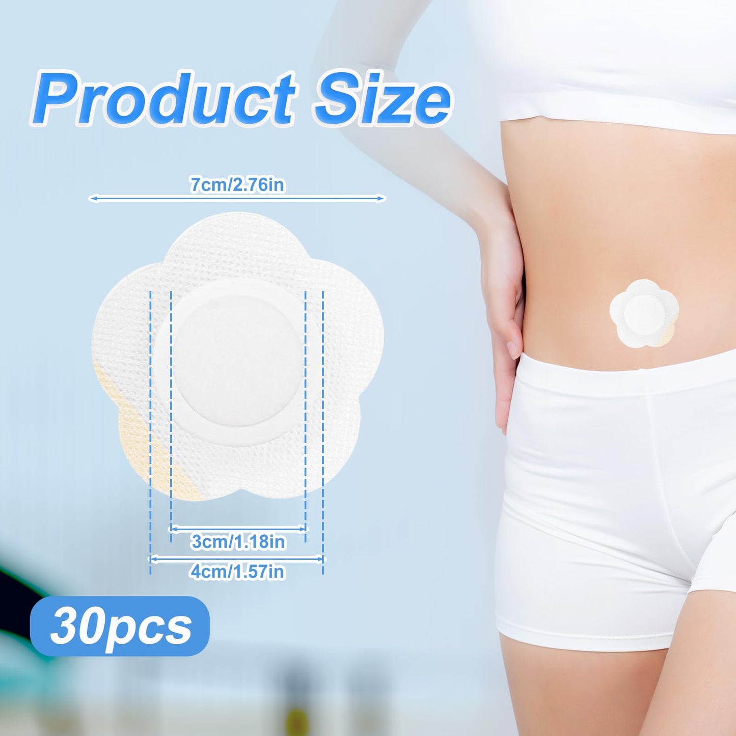 30pcs Castor Oil Pack Wrap for Belly Button – Self-Adhesive Patches, Spunlace Cloth