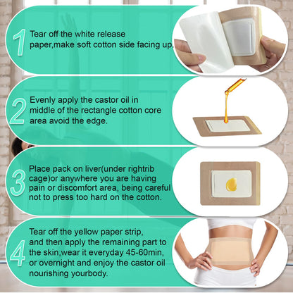 15 Pcs Large Castor Oil Patch Wraps – Anti-Leak Cotton, 11x6.3 in (Oils Not Included)