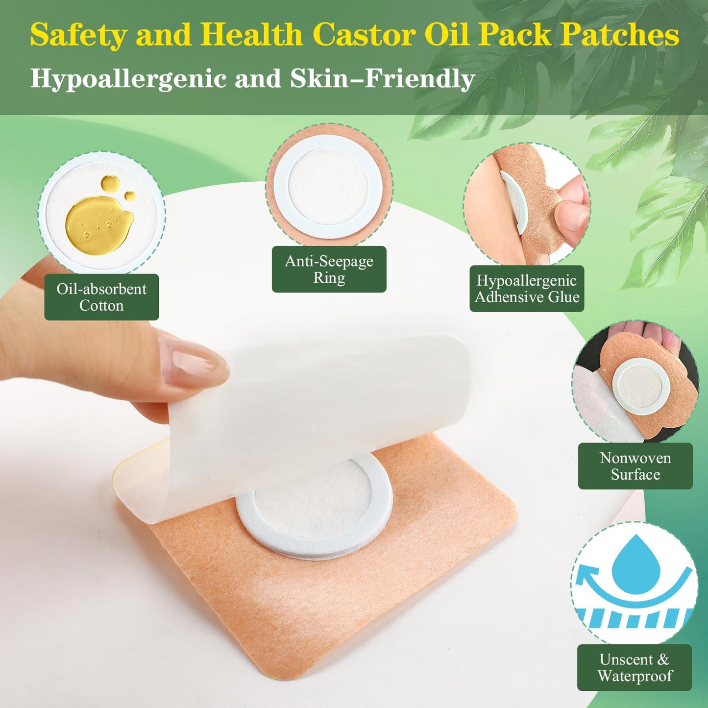 42 Pcs Castor Oil Pack Wrap Set with Organic Cold-Pressed Castor Oil – 6.76 oz Glass Bottle