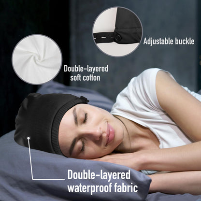Castor Oil Pack Wrap for Hair - Organic Cotton Head Cap, Reusable Waterproof Hair Hat for Sleep