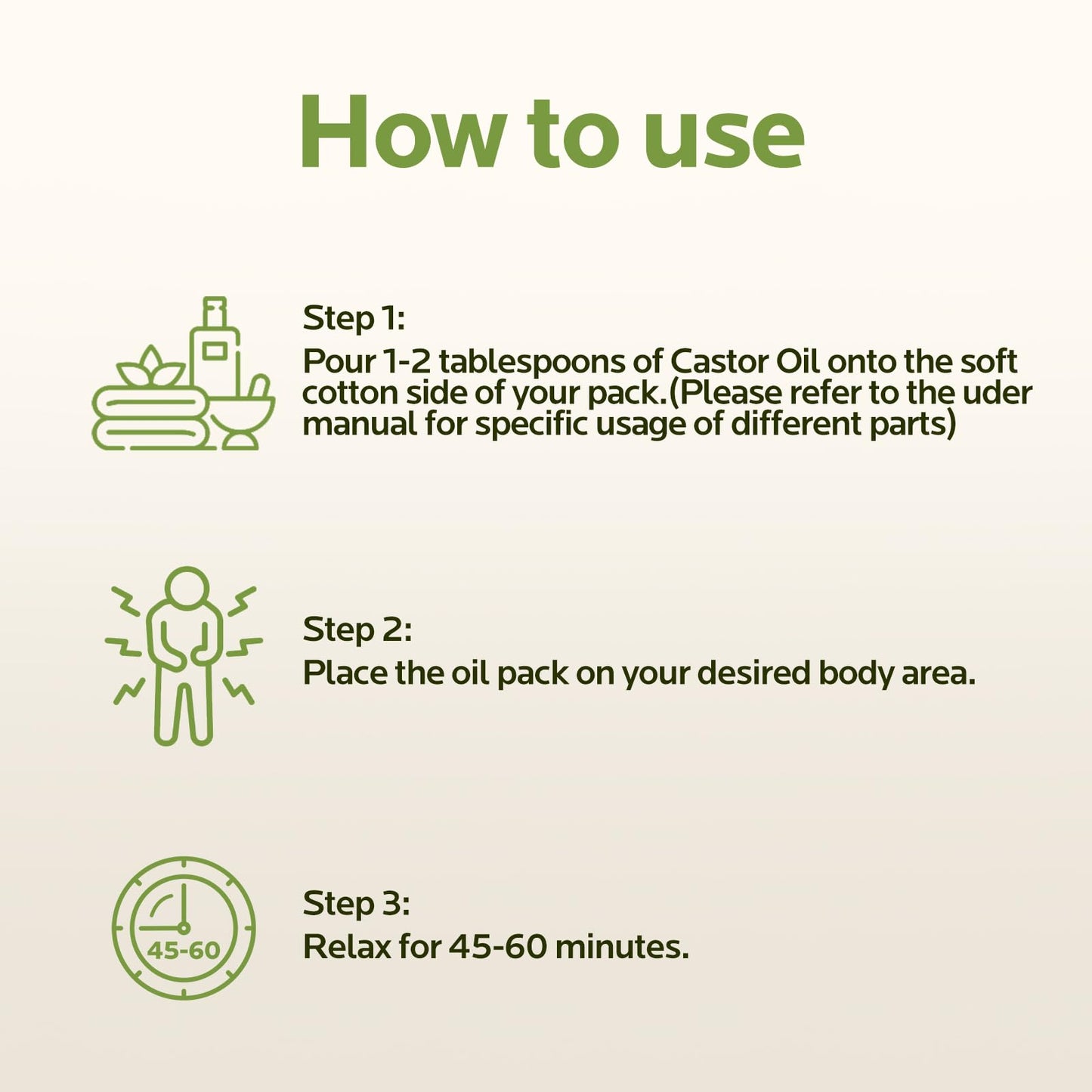 6 Pcs Castor Oil Pack Wraps – Organic Cold-Pressed Castor Oil 8oz with Reusable Pads