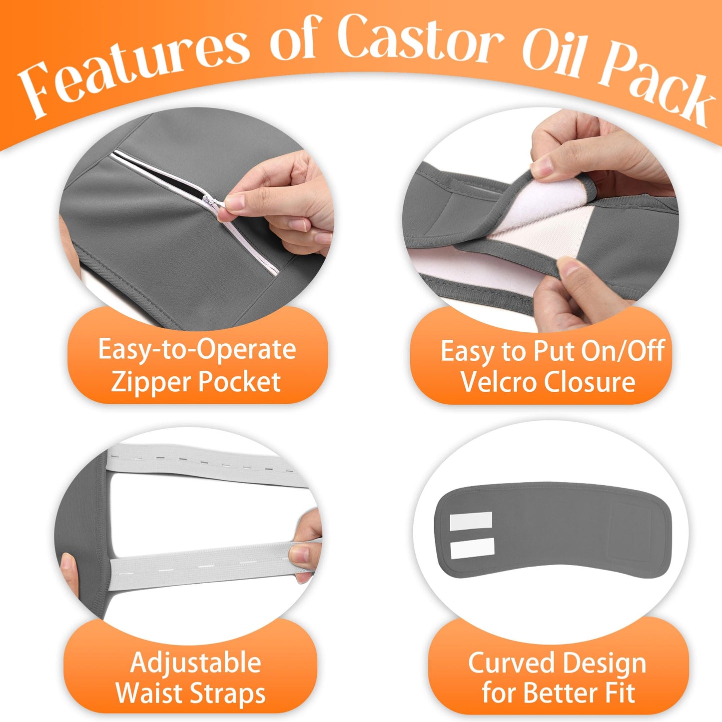 9 Pcs Castor Oil Pack Wrap Organic Cotton – Full-Body Detox Kit (Reusable, Adjustable)