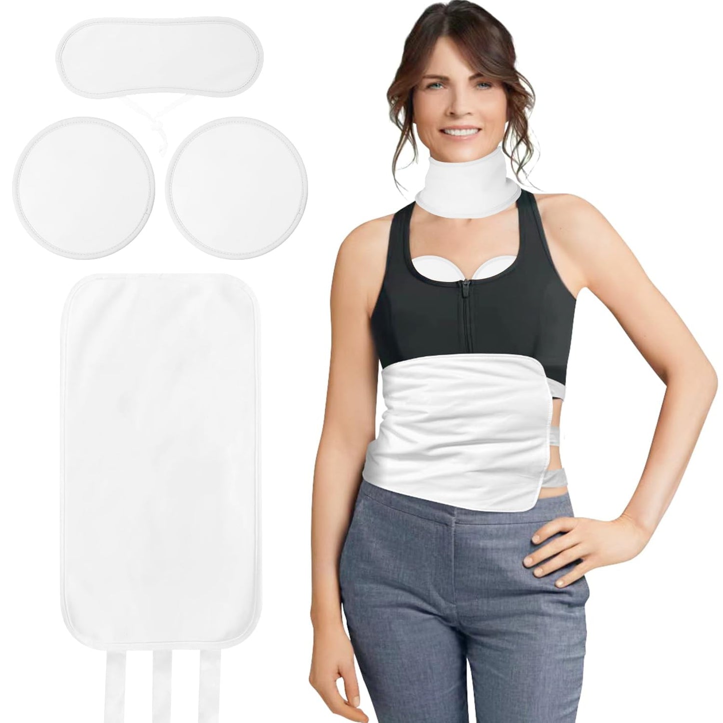 4 Pcs Castor Oil Pack Wrap - Organic Cotton Kit with Six Adjustable Straps for Liver Detox