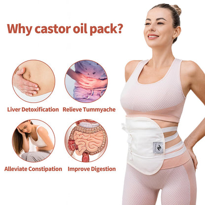 Castor Oil Pack Wrap for Stomach – Premium Cotton Flannel & Reusable Straps
