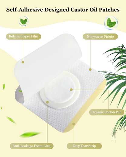 30Pcs Castor Oil Patch Wrap – Disposable Self-Adhesive Belly Button Patches, High-Absorbent & Hypoallergenic