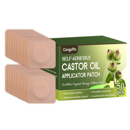 Castor Oil Patches – 50PCS Disposable Leak-Proof Belly Button Patches, Organic Cotton, Highly Absorbent, Breathable & Comfortable