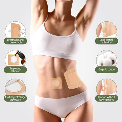 30Pcs Adhesive Castor Oil Patches | Organic Cotton Pack Wrap for Waist Knees Neck Belly Arms