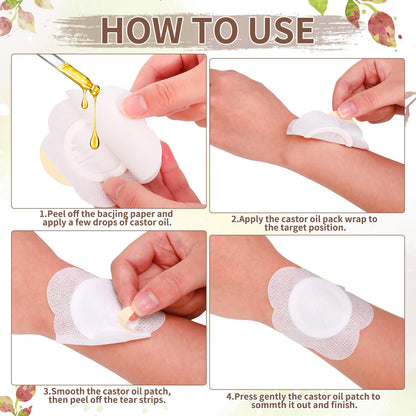 Castor Oil Patches - Disposable Organic Cotton Self-Adhesive Belly Button Patches (60 pcs, 3.15 inch, White)