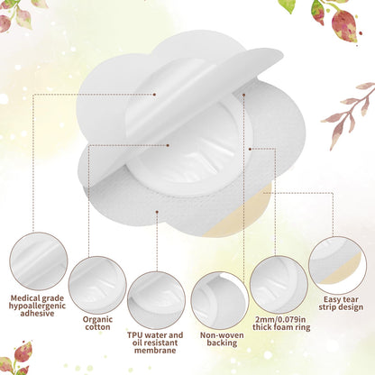 Castor Oil Patches - Disposable Organic Cotton Self-Adhesive Belly Button Patches (60 pcs, 3.15 inch, White)