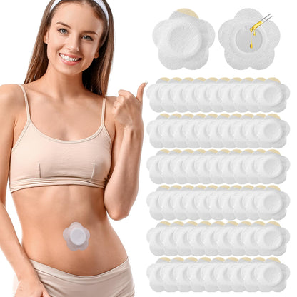 Castor Oil Patches - Disposable Organic Cotton Self-Adhesive Belly Button Patches (60 pcs, 3.15 inch, White)