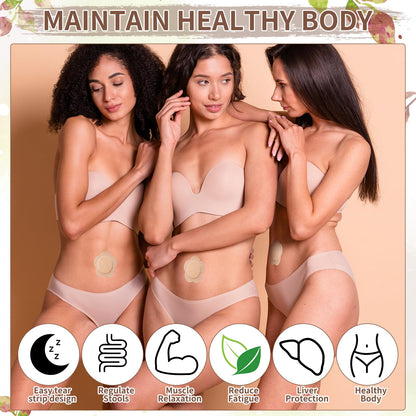 60 Pcs Castor Oil Patches - Disposable Organic Cotton Self-Adhesive Navel & Body Wrap (Brown)
