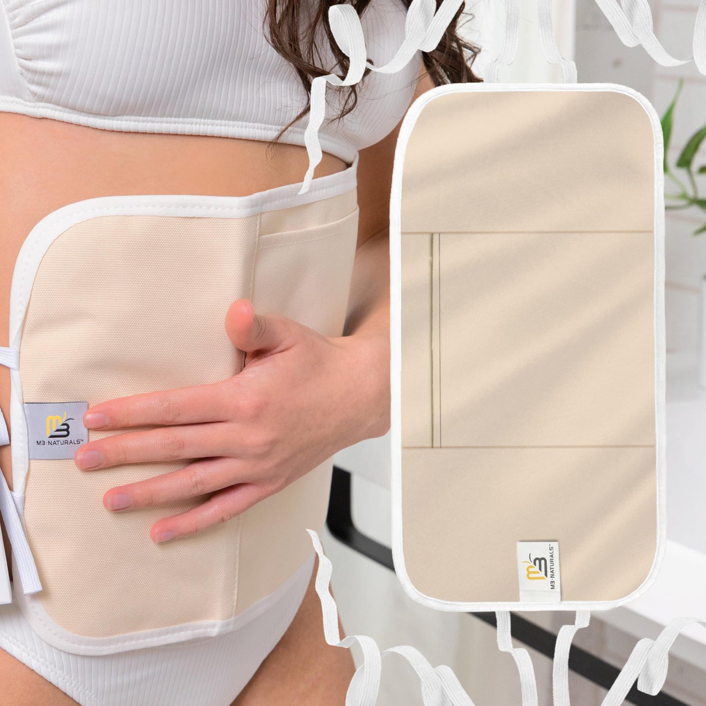 Castor Oil Wrap - Organic Cotton Detox & Wellness Pack, Reusable & Adjustable (Beige)