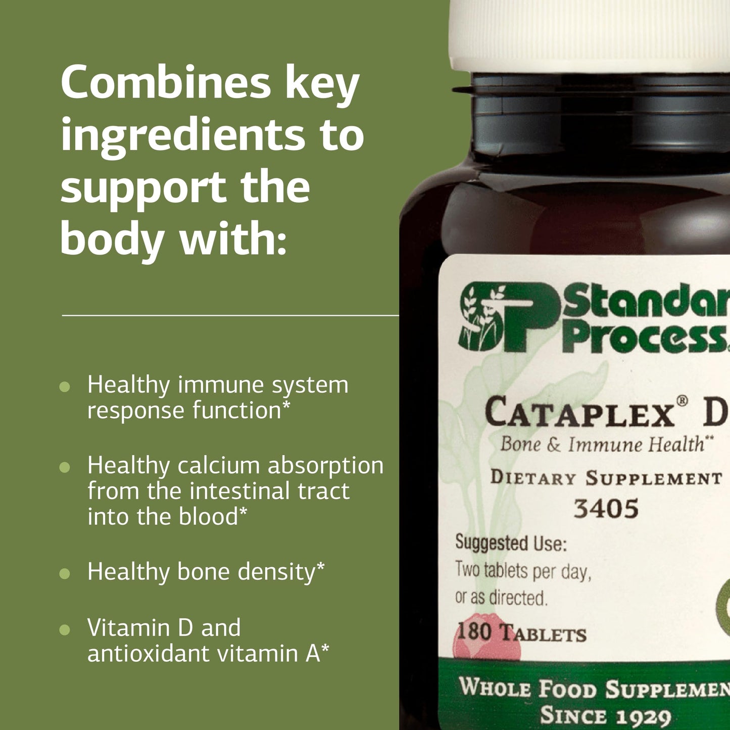 Cataplex D by Standard Process | Immune & Bone Health | 180 Tablets