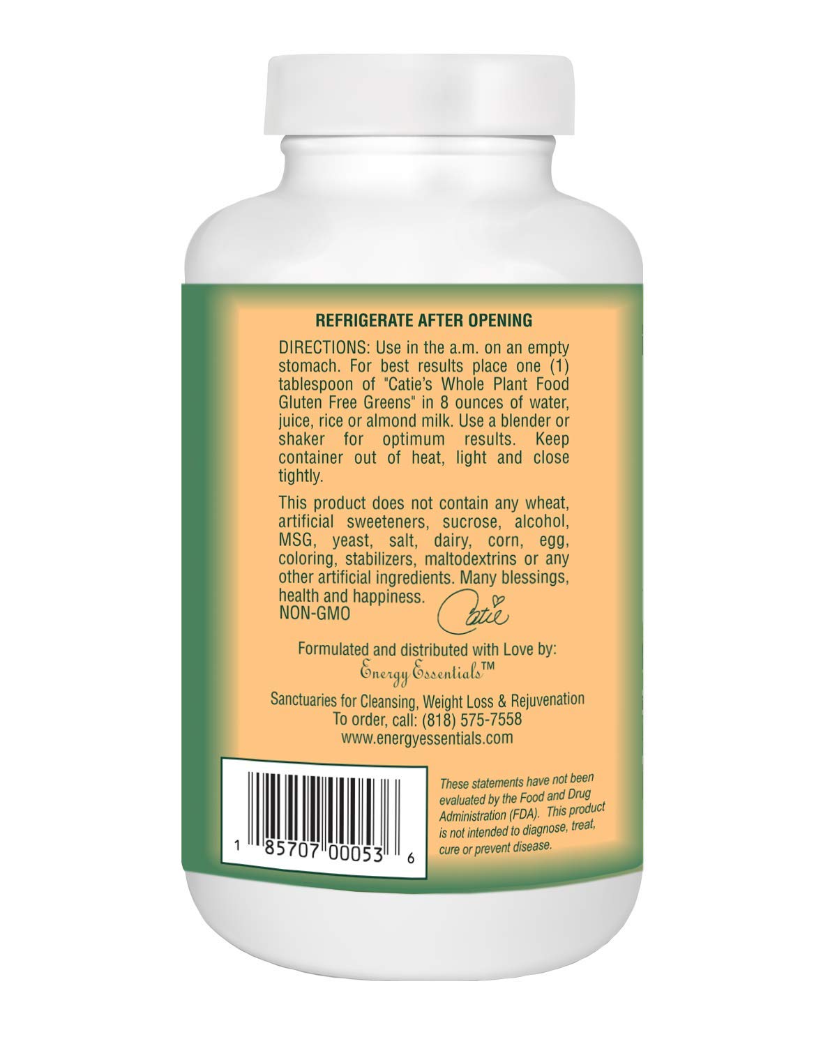 Catie's Organic Gluten Free Greens - Whole Food Nutrition | 11.5oz, 30 Servings