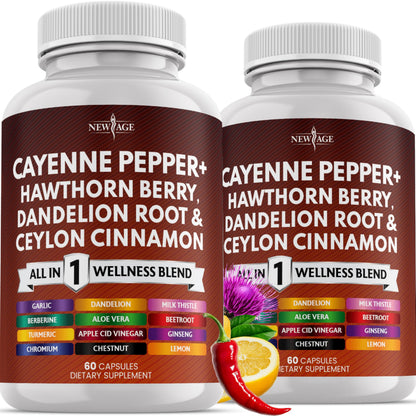 Cayenne Pepper Capsules with Hawthorn Berry & Herbs – 120 Count