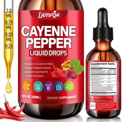 Cayenne Pepper Liquid Drops – Vegan, Non-GMO, High-Absorption Formula (2 oz)
