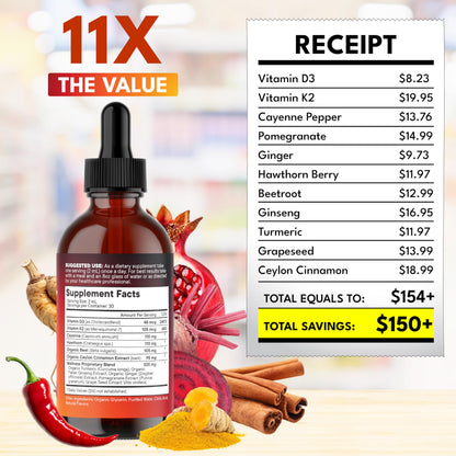 NEW AGE Cayenne Pepper Liquid Drops with Hawthorn Berry, D3 K2, Beet Root, Cinnamon, Turmeric, and Ginseng – 8 oz