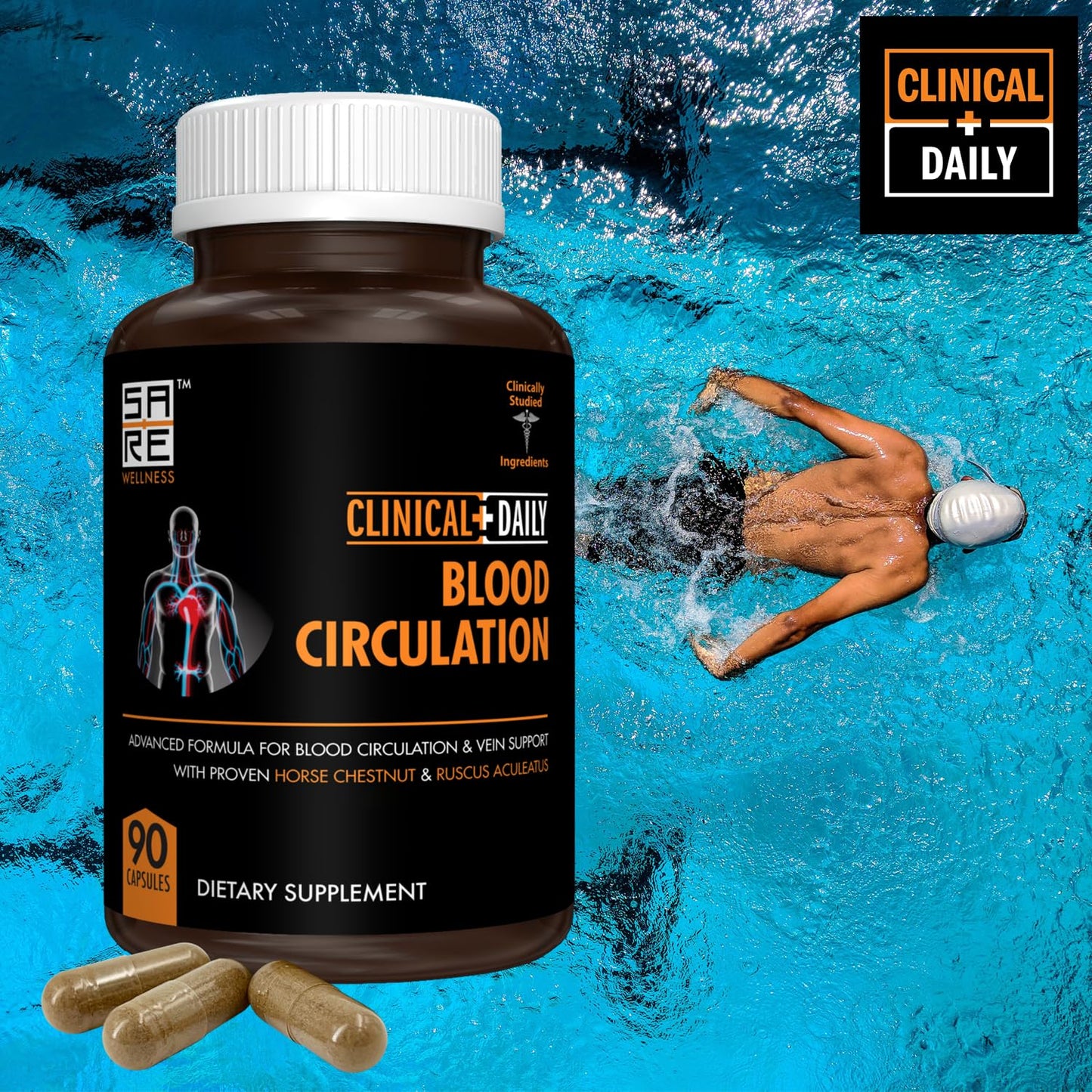 Blood Circulation Support - Butchers Broom, Horse Chestnut, Cayenne, Diosmin (90 Caps)